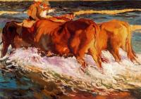Joaquin Sorolla y Bastida - Oxen in the sea, study for Sun of afternoon